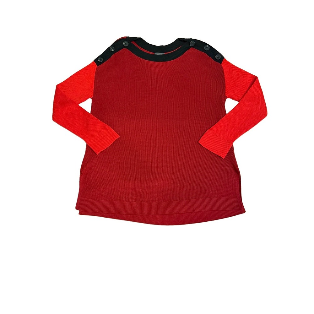 Vince Camuto Waffle Knit Sweater Womens L Colorblock Tunic Knit Thermal Pullover